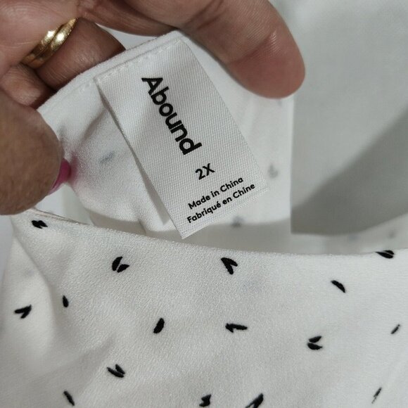 Abound Tank Top Sheer Lined Women Size 2X Ivory Black Print Spaghetti Strap - Picture 6 of 9